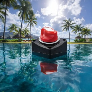 Battery switch ON OFF robuste pour gestion et sécurité des batteries solaires en Polynésie